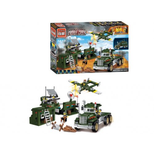 Конструктор BRICK 1713  военный, база, транспорт, фигурки