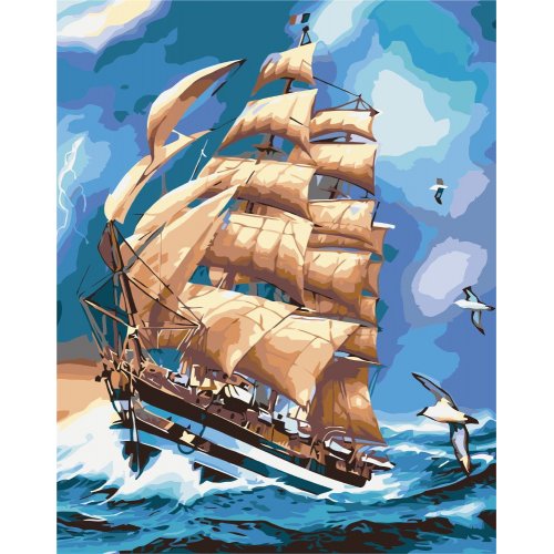 Набор для росписи номеров. Морской пейзаж "Во время грозы" 40*50см Идейка