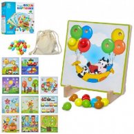 Деревянная игрушка Игра MD 1598 мозаика, картинки 12шт, цветные фишки, в кор-ке, 17,5-17,5-4