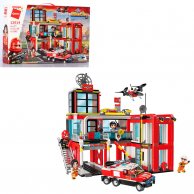 Конструктор Qman 12014 пожарная станция, транспорт, фигурки, 693дет,