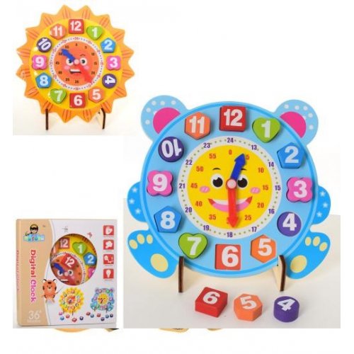 Деревянная игрушка Часы MD 2166 цифры-вкладыш