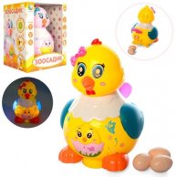 Игра 0616A курица, 17,5 см, несет яйца, яйца3шт, муз (рус), свет, ездит,