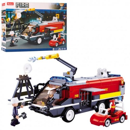 Конструктор SLUBAN M38-B0808 пожарная машина 22,2см, машинка, фигурки, 381д,