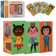 Деревянная игрушка Кубики MD 2643  6шт, пазлы, карточки 18шт
