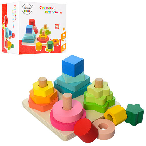 Деревянная игрушка Геометрический MD 1190 фигуры, 16шт,