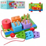Деревянная игрушка Геометрический MD 1262 18см, каталка