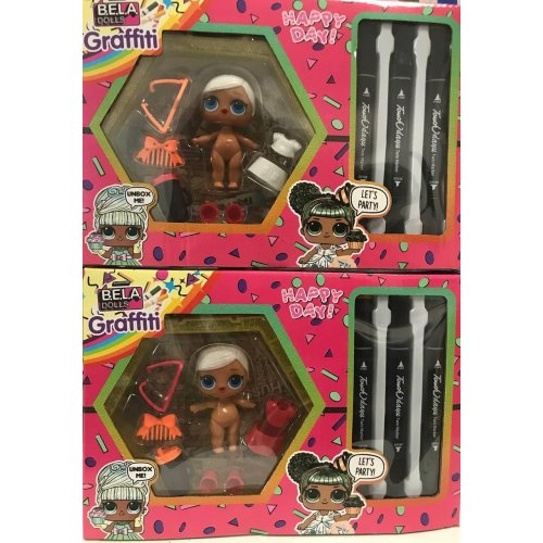 Игровой набор BELA DOLLS BL1184 граффити, 3ручки в копмл., можно разрисовать платье куколок