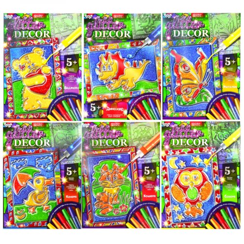 Набор для творчества Витражная картинка Glitter Decor, Danko Toys,44802