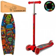 Самокат JR 3-055-1-R  MAXI,ст+пл,кол3штПВХ-св,2пер120мм,руль79/88см,подн40-13см,рисун,красный
