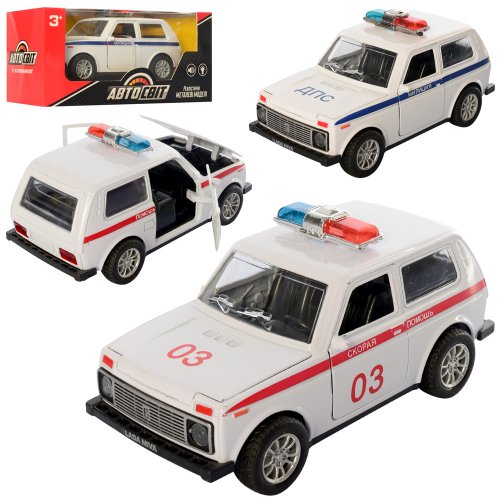 Машина AS-2439 АвтоМир, металл, инер-я, 14см, откр.двери, рез.кол