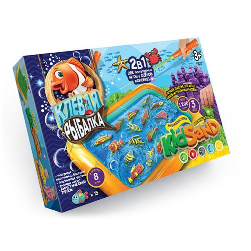 Игра большая. "2 в 1: "Клевый рыбак" и "кинетический песок KIDSAND"(5), KRKS-01-01