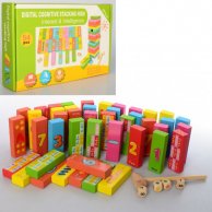 Деревянная игрушка Игра MD 1540 башня, цифры, счет, молоточ.кубики